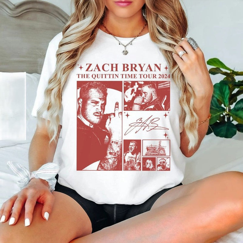 Zach Bryan 90's Retro Music Art Graphic Tee White