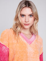 Cold Dye Two Tone Sweater Tangerine