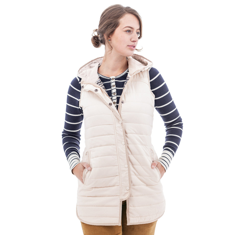 Fallon Quilted Long Vest Pink Tint