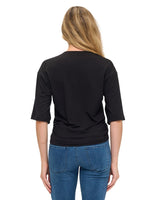 Ruched Detail Half Sleeve Top Black