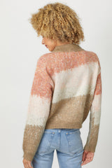Tech Colorblocked Pull Over Sweater Ivory + Latte