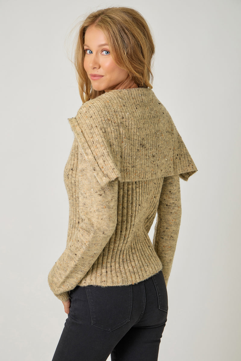 Freckled Yarn Sweater Cardigan Latte