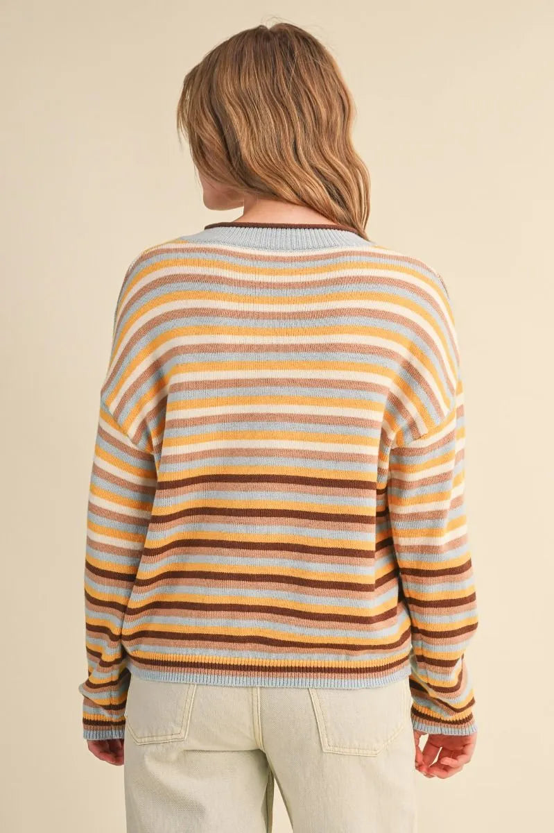 Stella Striped Cardigan Sky Taupe Multi