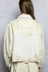 Floral Embroidered Lace Patchwork Jacket Natural Multi