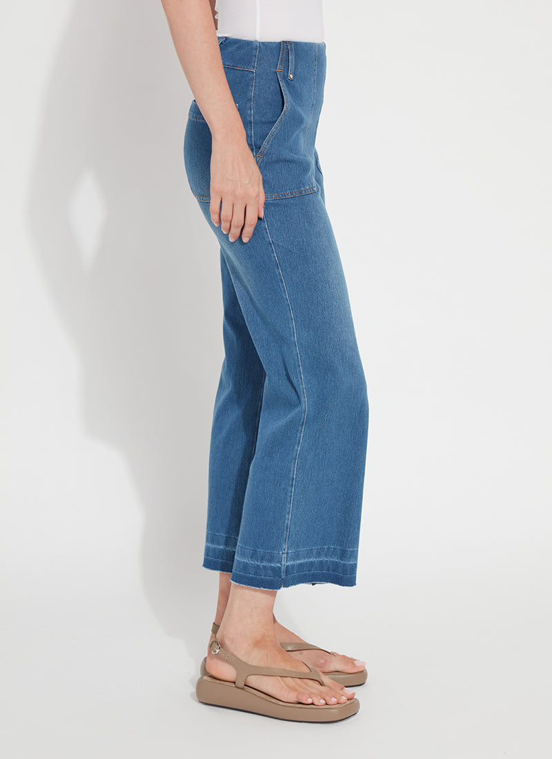 Athena Wide Leg Crop Pants Gradient Midwash