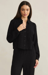 Campo Button Up Gauze Top Black