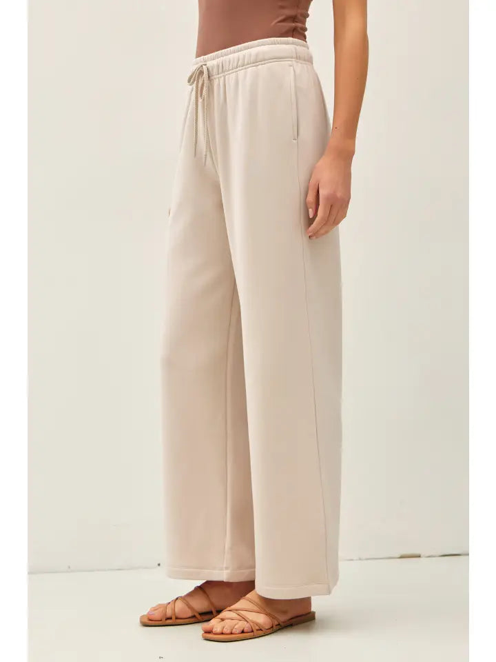 Washed Cotton Modal Fleece Sweatpants Stone