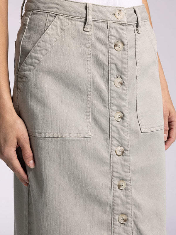 Victoria Button Down Midi Skirt Dried Sage