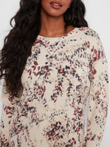 Printed Crew Neck Distressed Wash Sweater Poetry