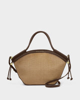 Florence Mini Tote Bag Natural Raffia + Bitter Chocolate