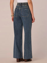Skyrise Wide Leg Smocked Waist Jeans Blue
