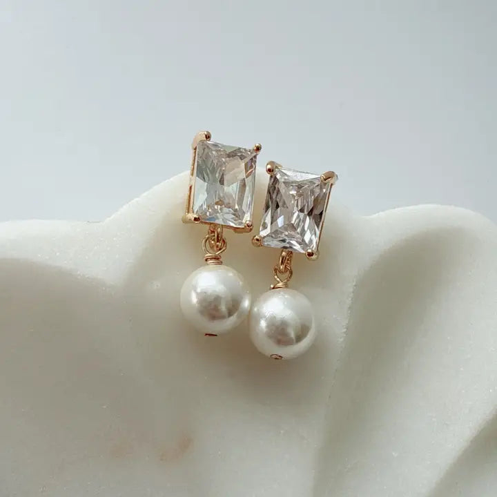 Morgan Freshwater Pearl CZ Earrings