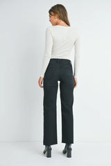 Slim Palazzo Scissor Cut Jeans Washed Black