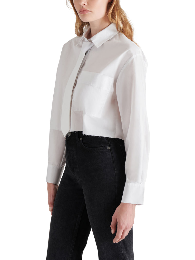 Dom Detachable Tie Cropped Shirt Brilliant White