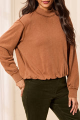 Garment Dye Gathered Hem Bubble Sweatshirt Hazelwood