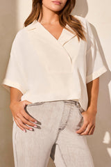 Flowy Popover Short Sleeve Shirt Coco Milk
