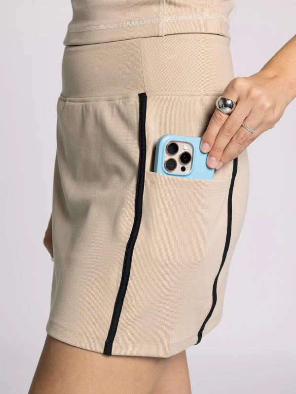 Carlton Contrast Piping Skort Oak Black Rib