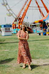 Eden Tiered Maxi Dress Sunset Sangria