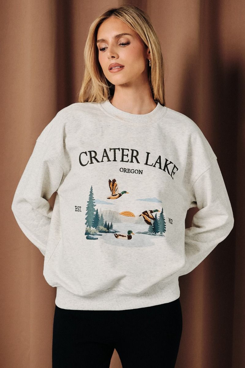 Crater Lake Embroidered Sweatshirt Melange