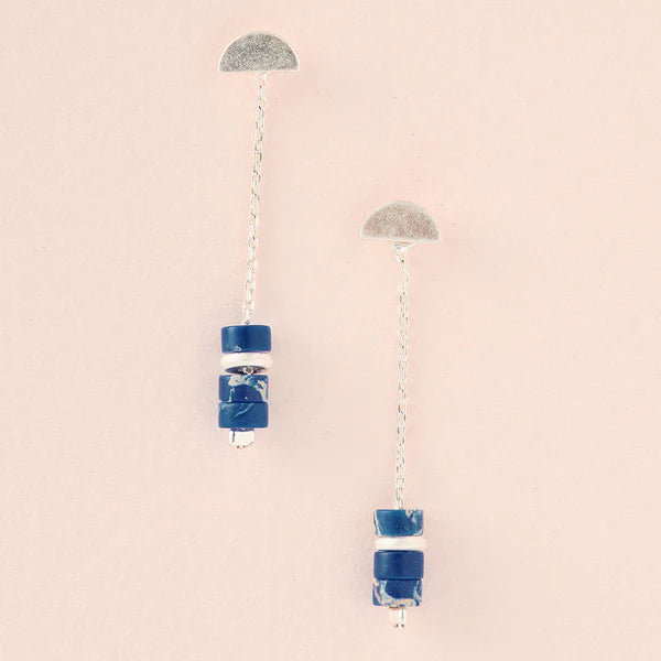 Stone Meteor Jacket Earrings Lapis | Sliver
