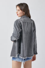 Vintage Stretch Denim Shirt Light Grey