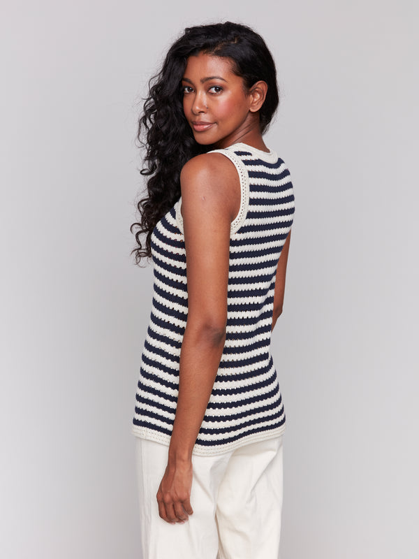 Striped Novelty Stitch Sweater Tank