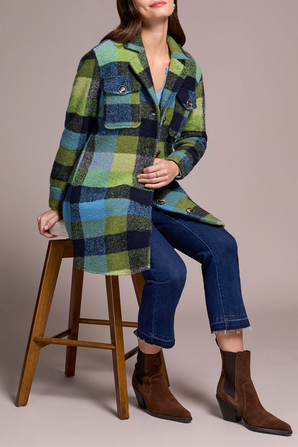Notch Collar Plaid Jacket Nightfall