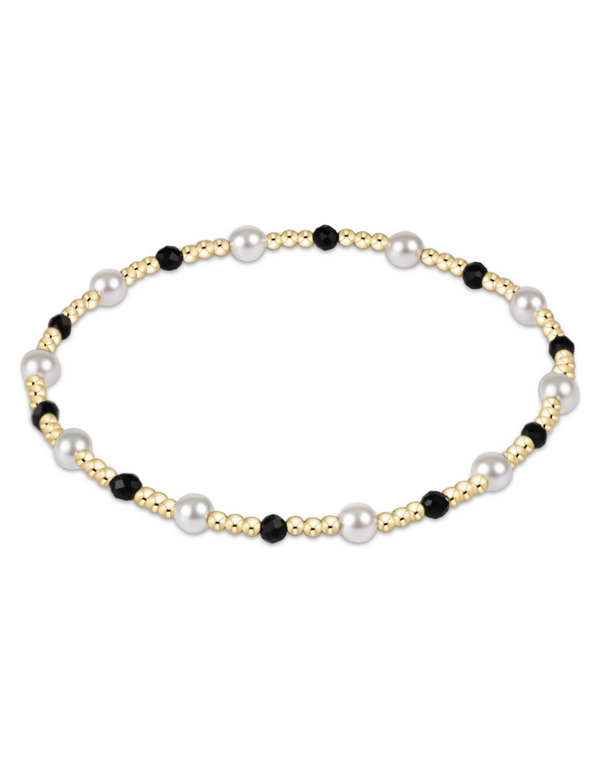 Pearl Sincerity Pattern 4mm Bead Bracelet Faceted Onyx