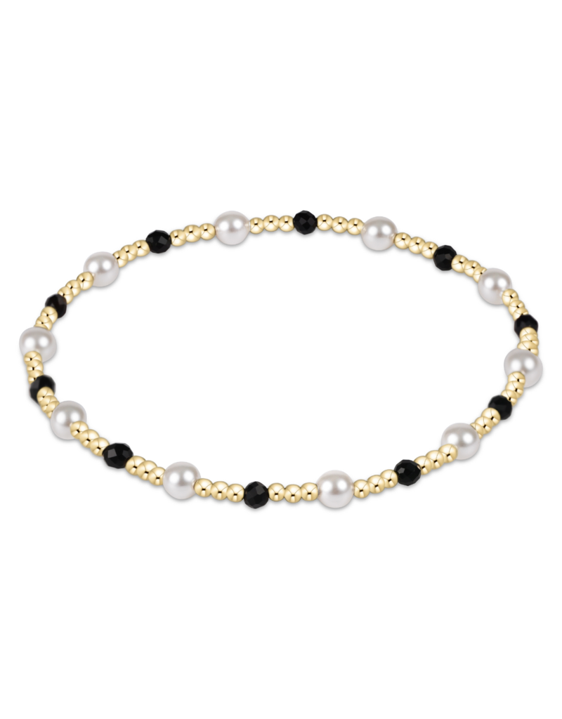 Pearl Sincerity Pattern 4mm Bead Bracelet Faceted Onyx