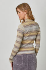 Space Dyed Stripe Pullover Sweater Grape + Custard