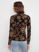 Contrast Floral Reversible Mock Neck Sweater Ember