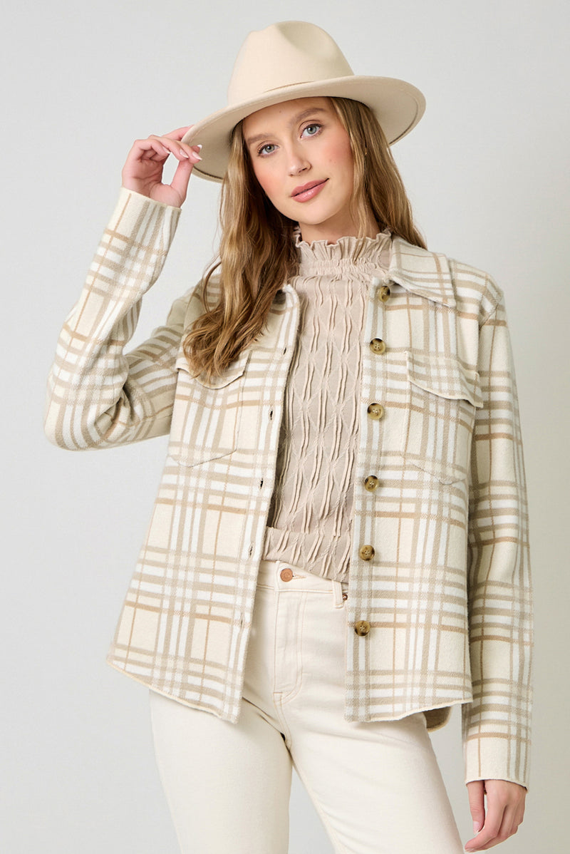 Check Patterened Sweater Jacket Oatmeal Mix