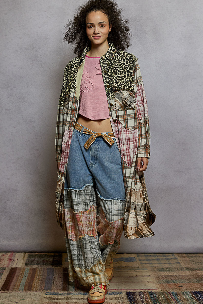 Varied Patchwork Duster Leopard Multi