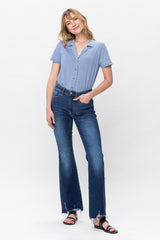 Mid Rise Non Distressed Hem Bootcut Jeans Dark