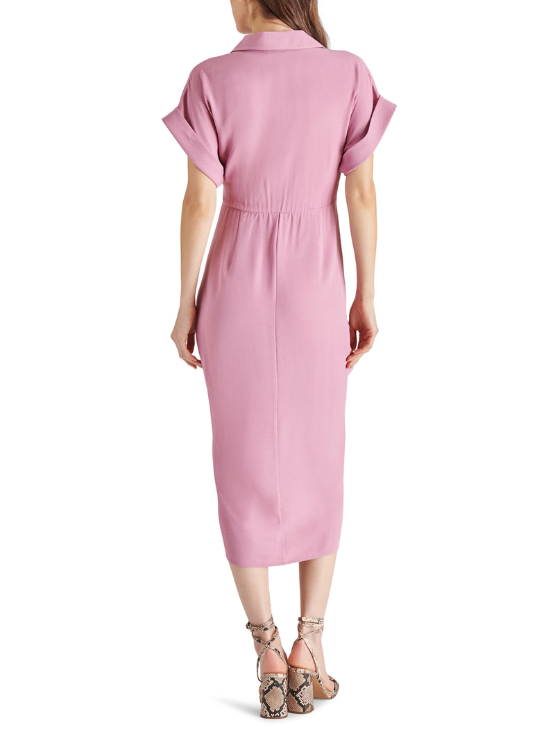 Tori Tie Front Solid Dress Mauve Shadows