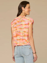 Cap Shoulder Boat Neck Space Dye Top Winter Melon + Sea Grass Multi