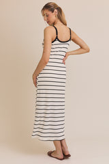 Vneck Tank Ribbed Stripe Dress White + Black