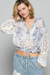 Crochet Raw Edge Mix Dyed Jacket Ivory Multi