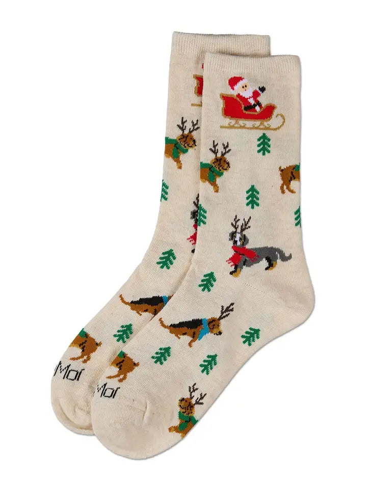 Reindeer Pups Crew Socks
