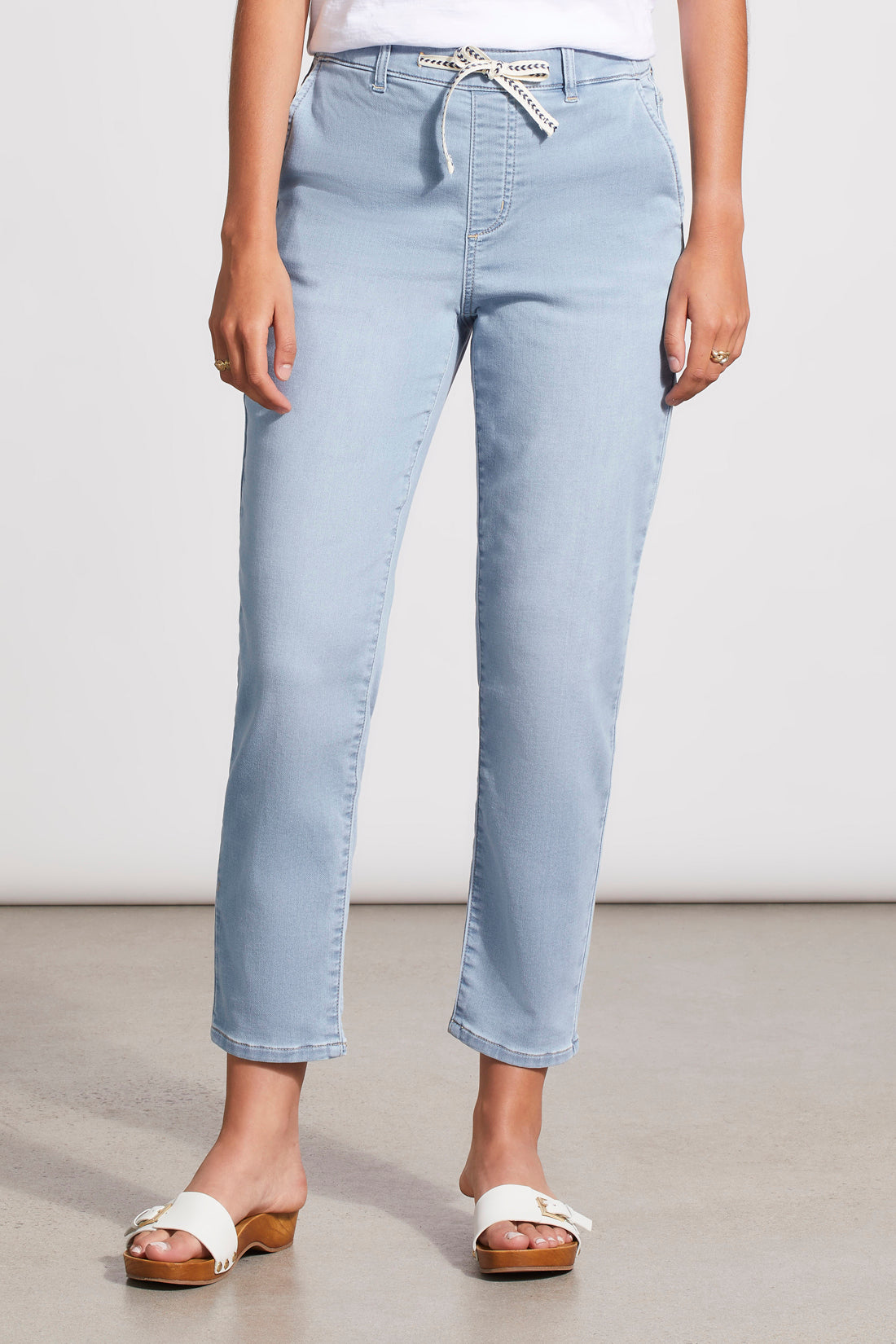Audrey Tapered Knit Denim Joggers Tide Blue