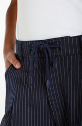Wide Leg Pleated Side Stripe Trouser Deep Midnight Stripe