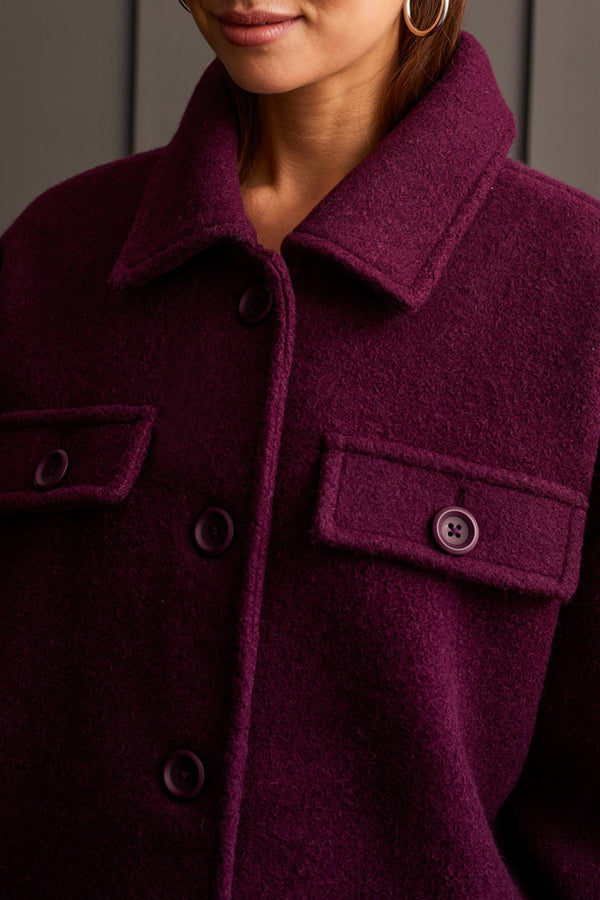 Stretched Boiled Wool Jacket Dark Plum