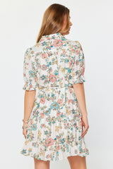 Floral Printed Button Down Mini Dress Multi