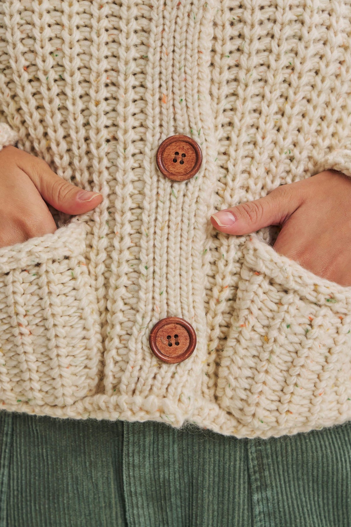 Confetti Speckled Chunky Knit Cardigan Cream