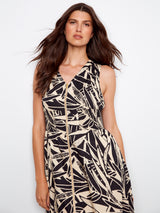 Printed Cotton Voile Front Zip Midi Dress Luna