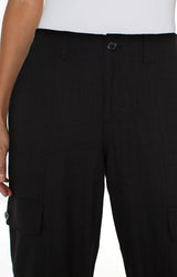 Hi Rise Cargo Crop Straight Pants Black