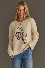 Ropin' Cowboy Graphic Sweatshirt Ivory