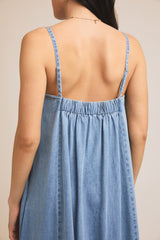 Sleeveless A Line Denim Maxi Dress Denim