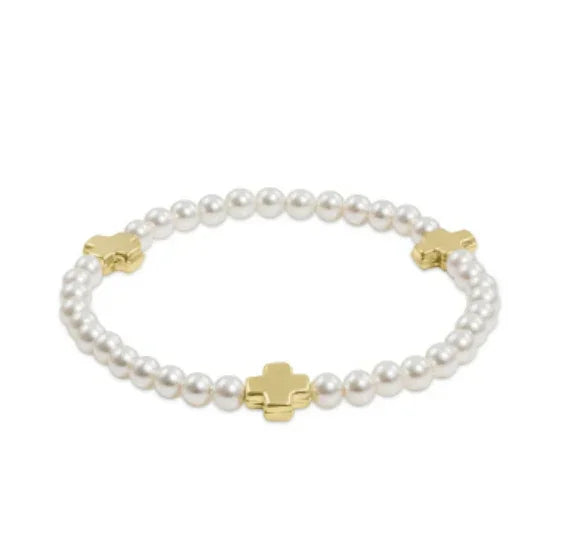 Signature Cross Small Pearl Pattern 4mm Bracelet