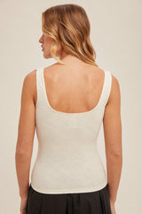 Floral Jacquard Seamless Tank Off White